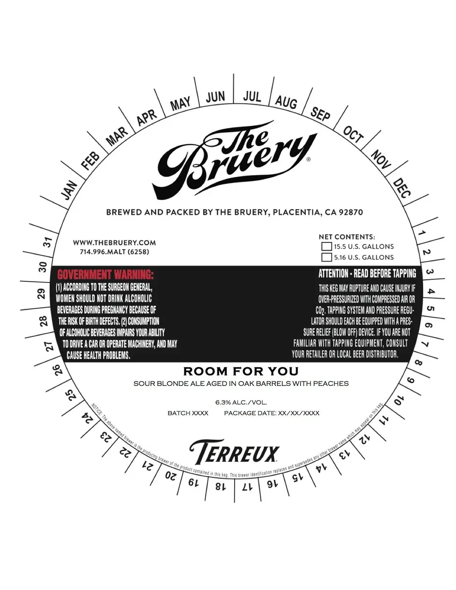 Room For You — full label as filed with TTB