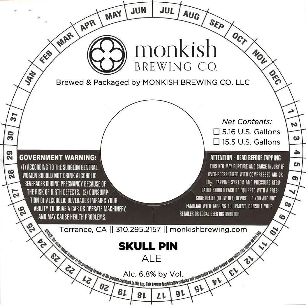 Skull Pin — full label as filed with TTB