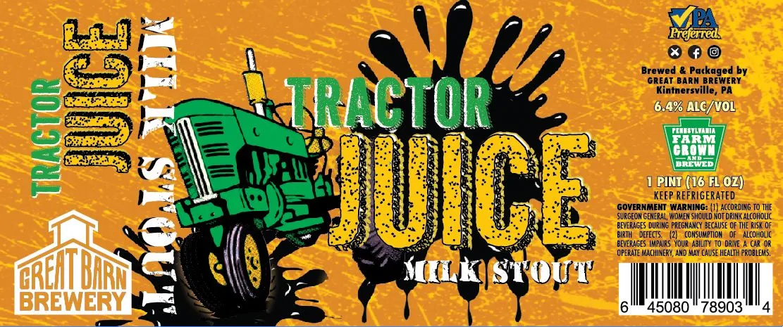 Tractor Juice label art — GREAT BARN BREWERY