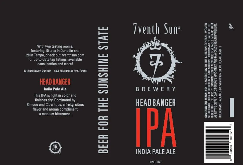 Head Banger IPA — full label as filed with TTB