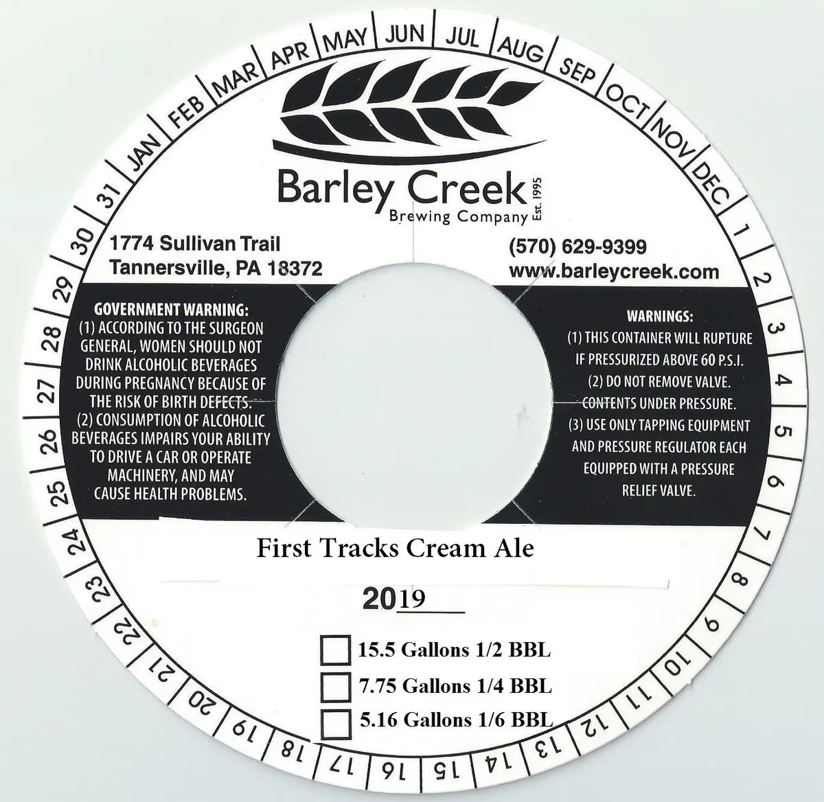 First Tracks Cream Ale — full label as filed with TTB