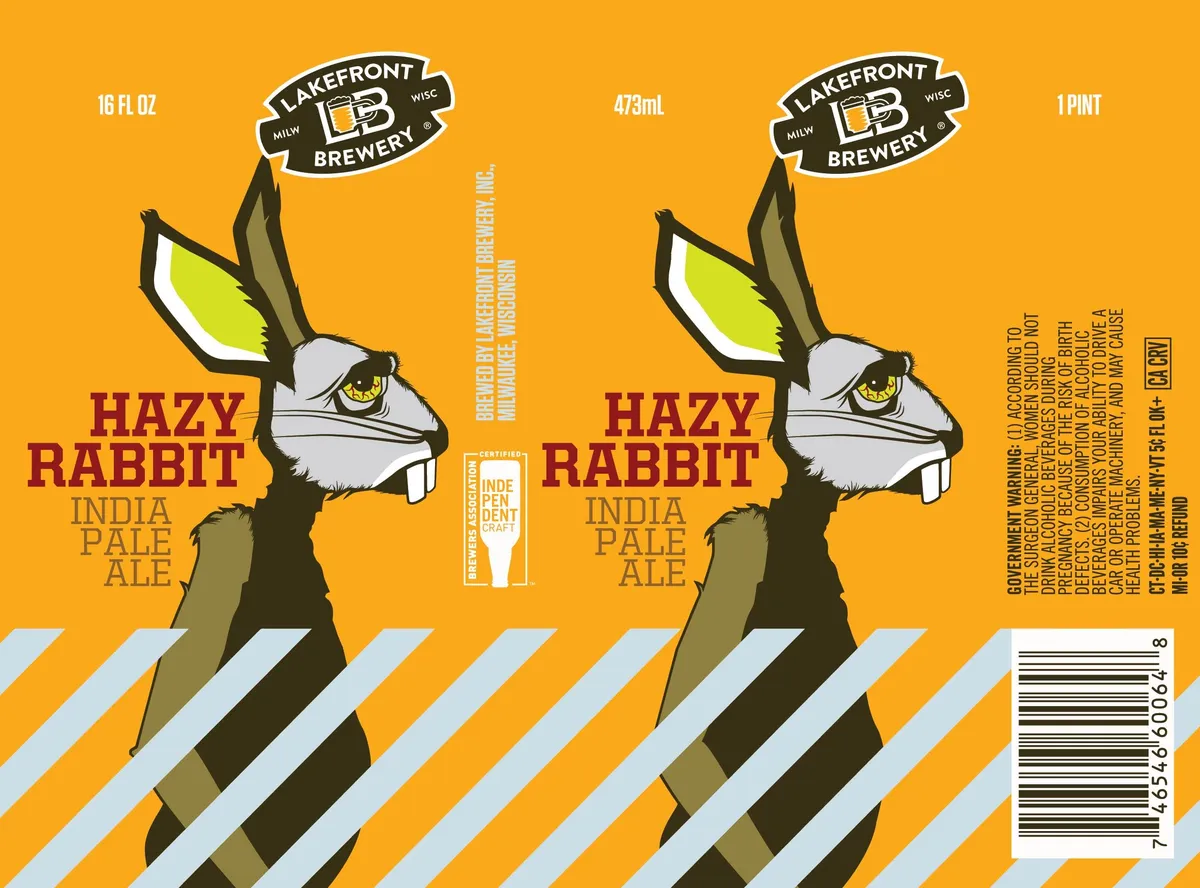 Hazy Rabbit India Pale Ale label art — LAKEFRONT BREWERY