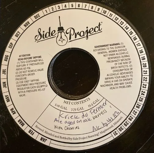 Kriek Du Fermier — full label as filed with TTB