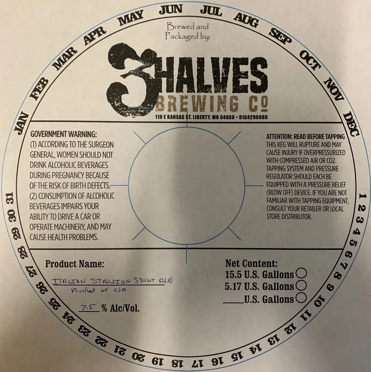 Italian Stallion Stout Ale — full label as filed with TTB