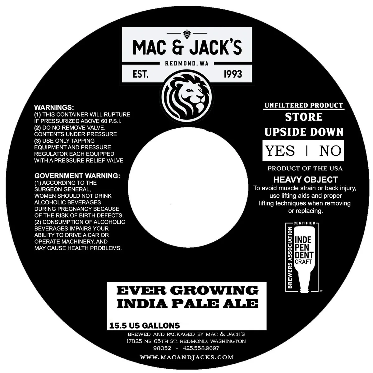 Ever Growing label art — MAC & JACK'S