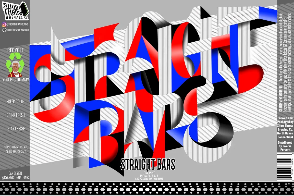 Straight Bars label art — SHORT THROW BREWING CO.