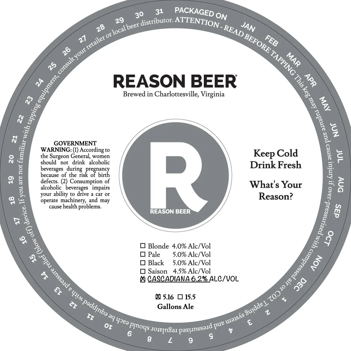 Cascadiana — full label as filed with TTB