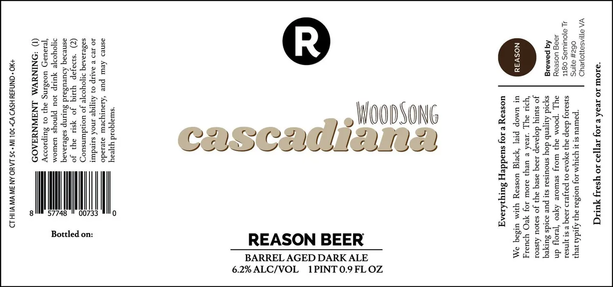 Cascadiana — full label as filed with TTB