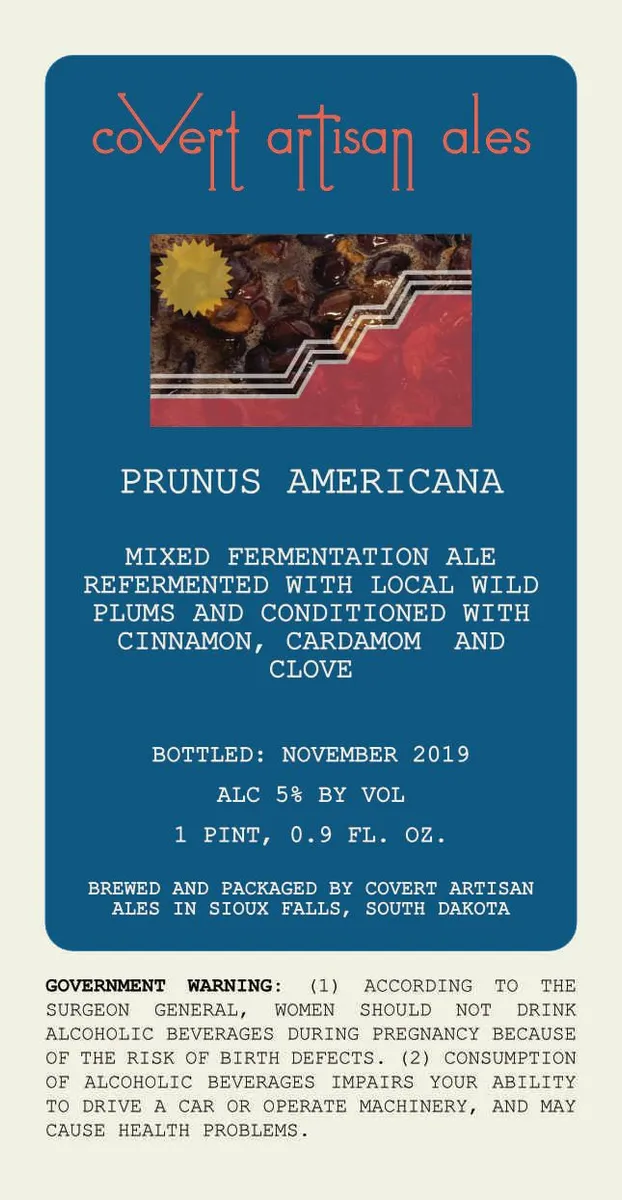 Prunus Americana — full label as filed with TTB