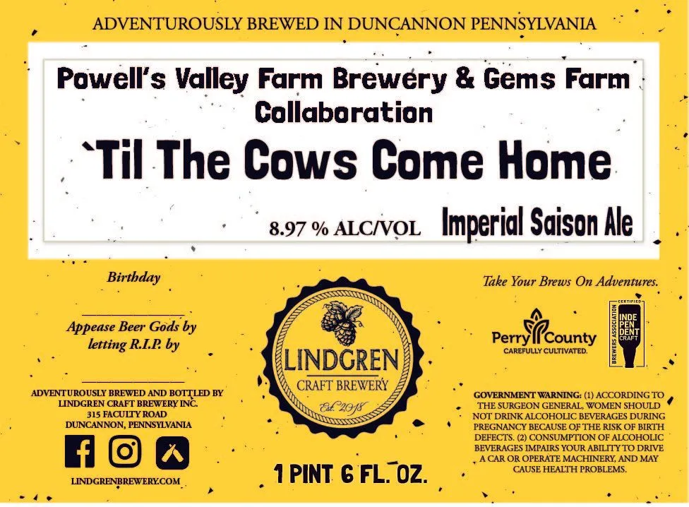 'Til The Cows Come Home — full label as filed with TTB