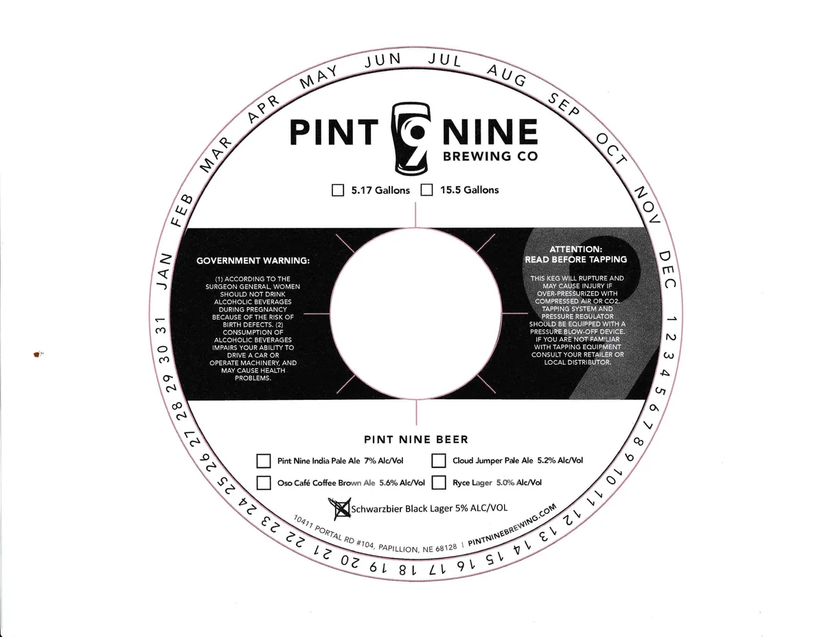 Schwarzbier Black Lager — full label as filed with TTB