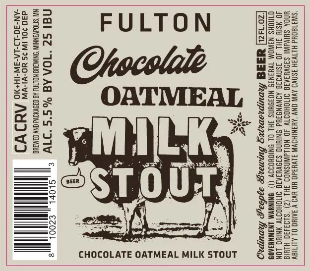 Chocolate Oatmeal Milk Stout — full label as filed with TTB