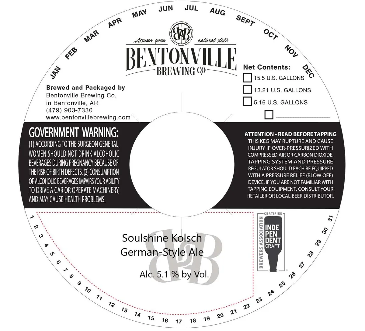 Soulshine Kolsch — full label as filed with TTB