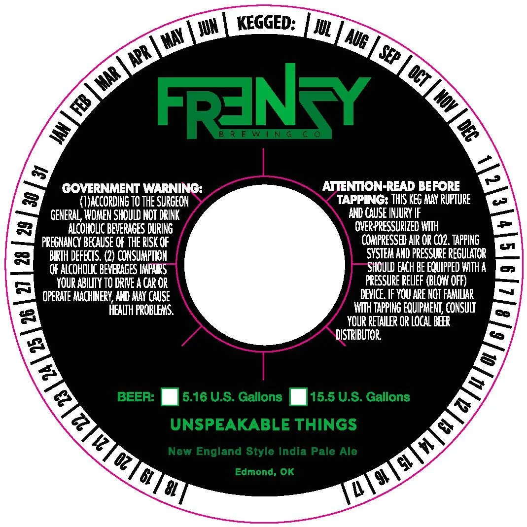 Unspeakable Things — full label as filed with TTB