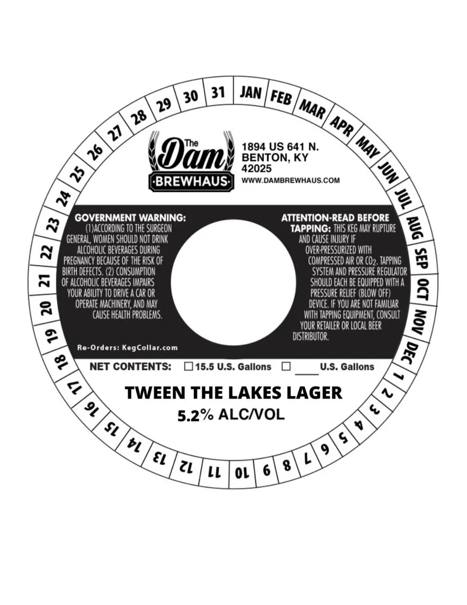 Tween The Lakes Lager — full label as filed with TTB