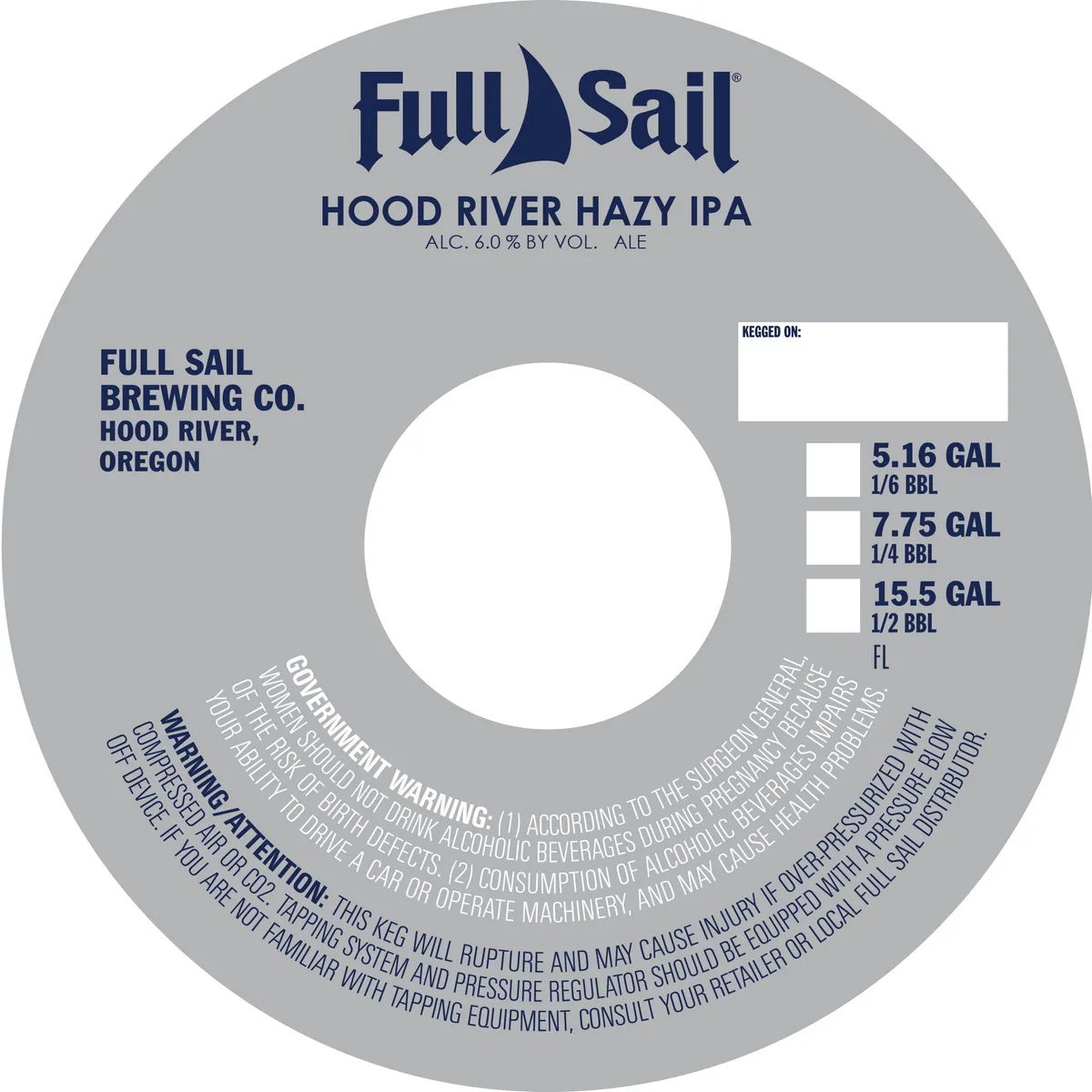 Hood River Hazy IPA — full label as filed with TTB