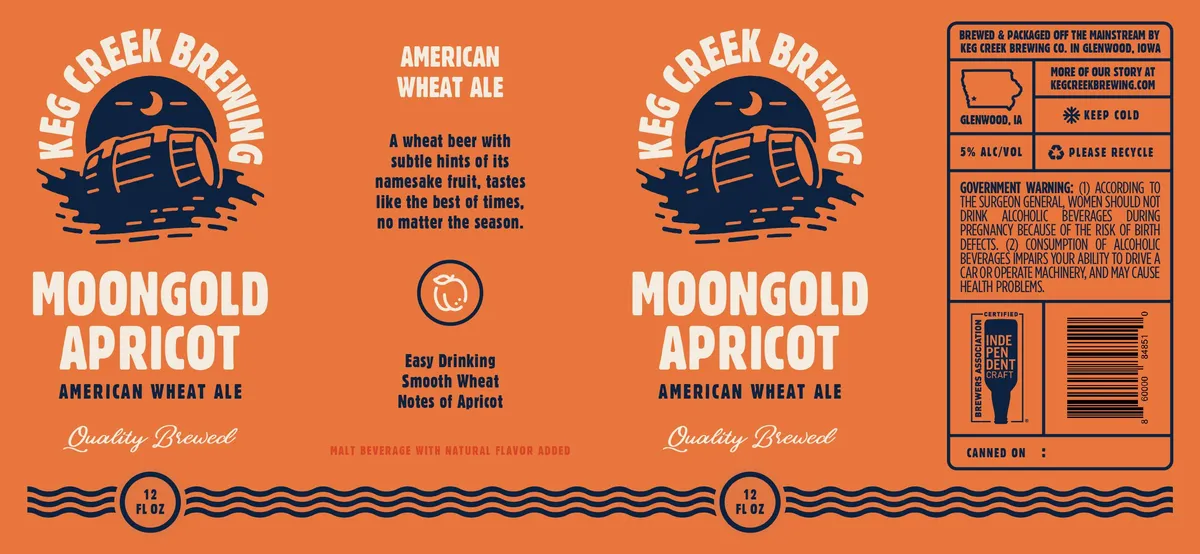 Moongold Apricot label art — KEG CREEK BREWING