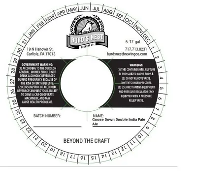 Goose Down Double India Pale Ale label