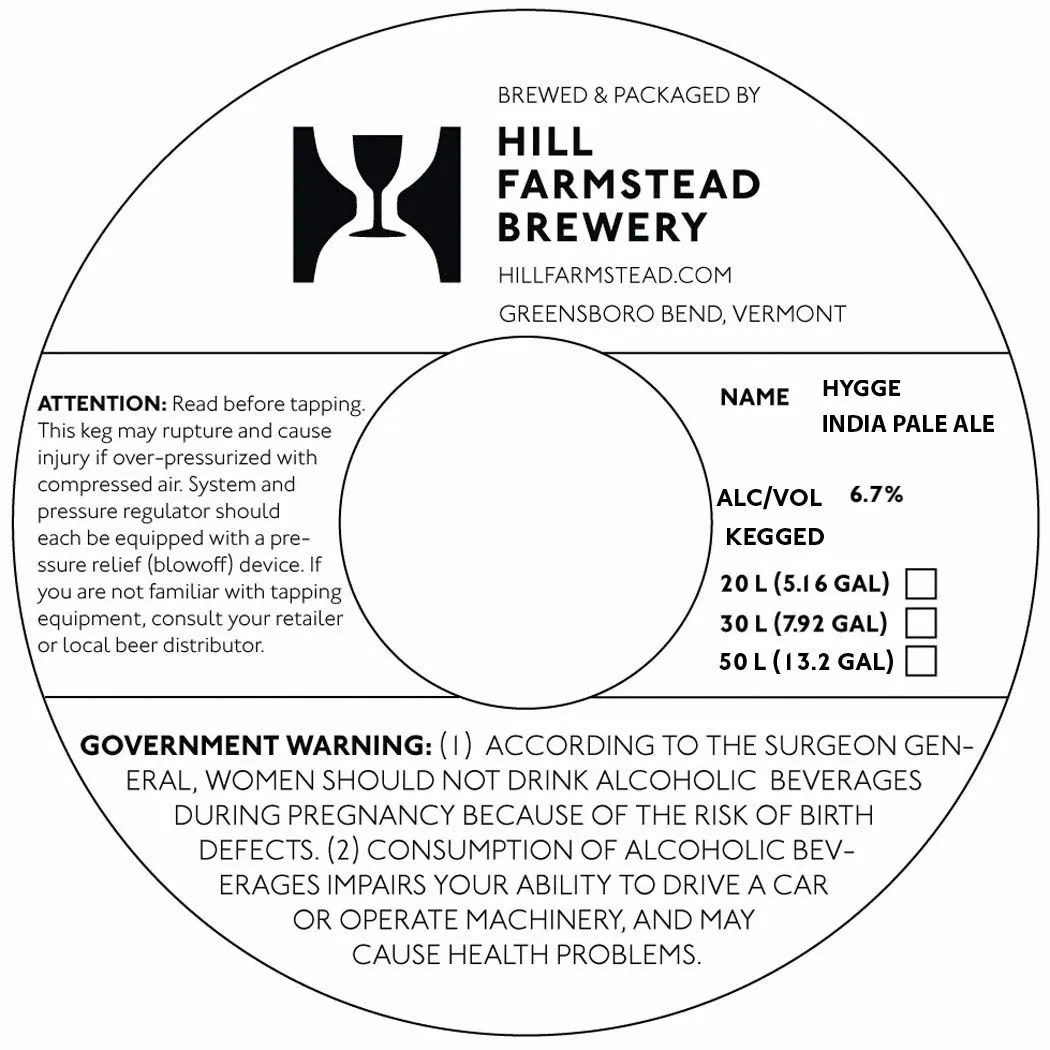 Hygge India Pale Ale — full label as filed with TTB