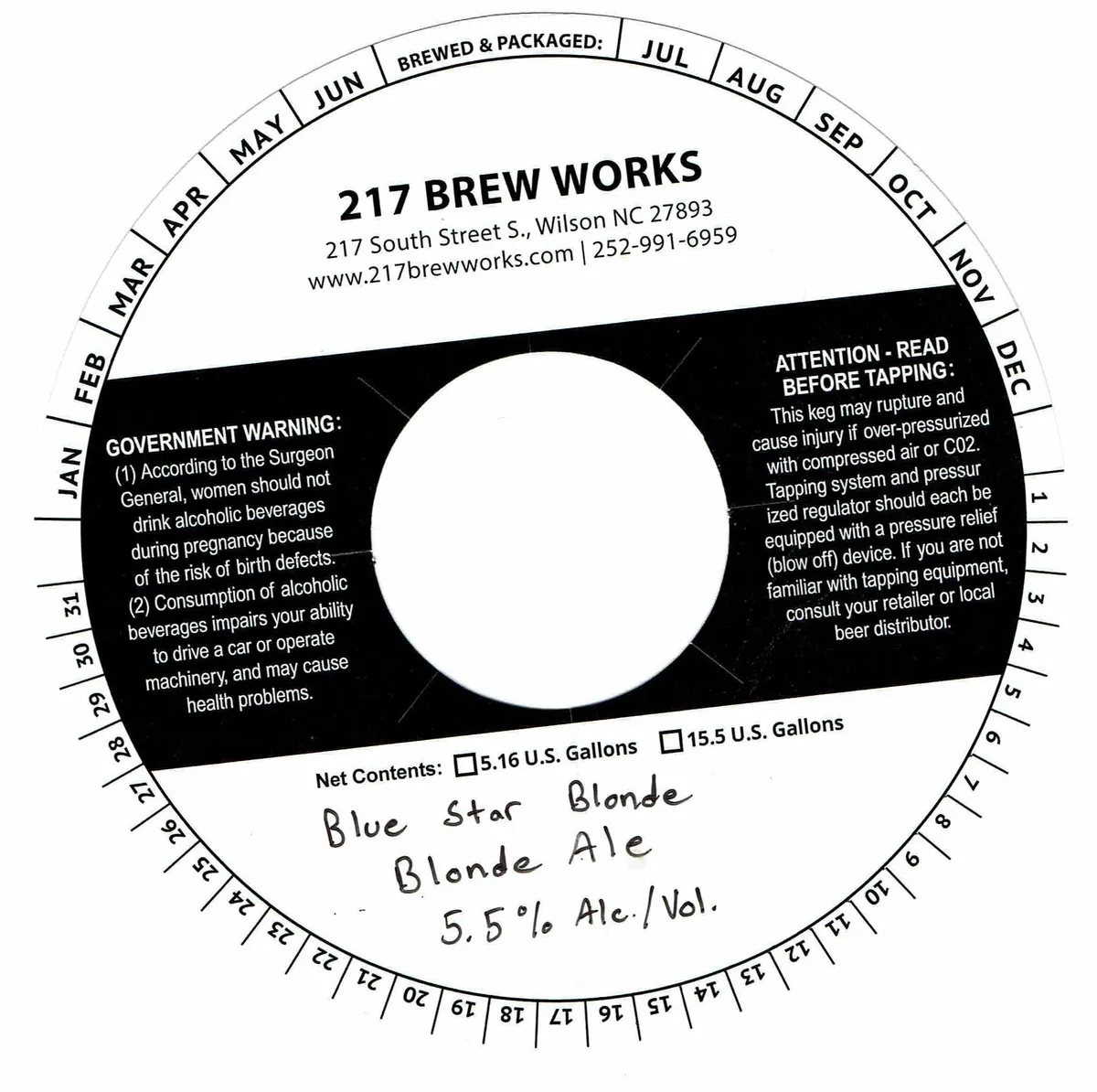 Blue Star Blonde — full label as filed with TTB