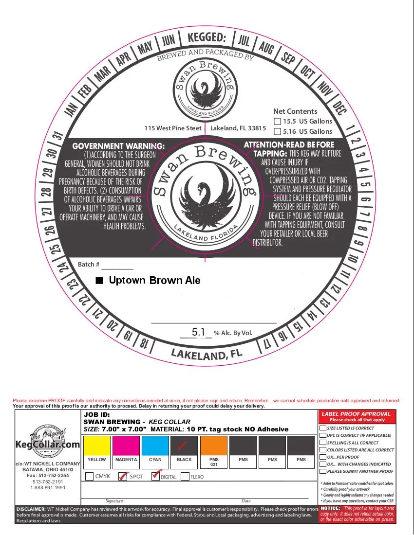 Uptown Brown Ale — full label as filed with TTB