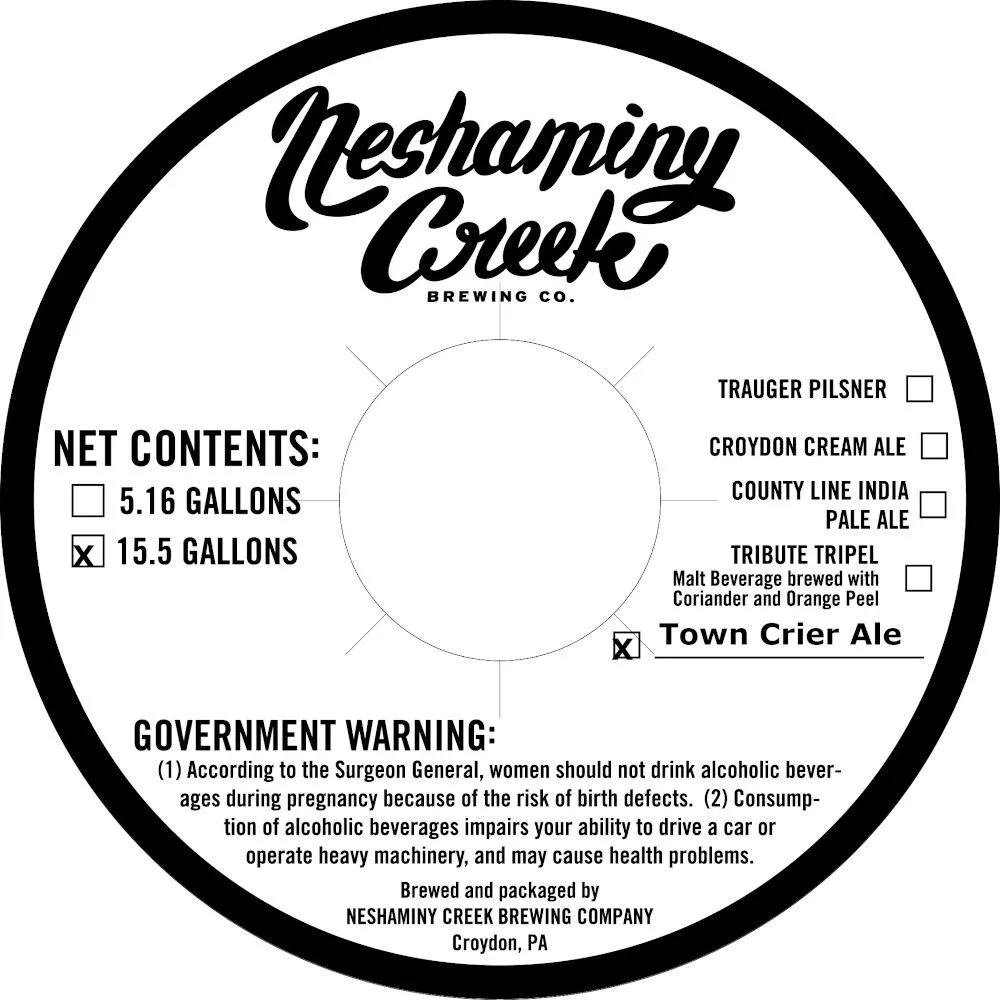 Town Crier Ale — full label as filed with TTB