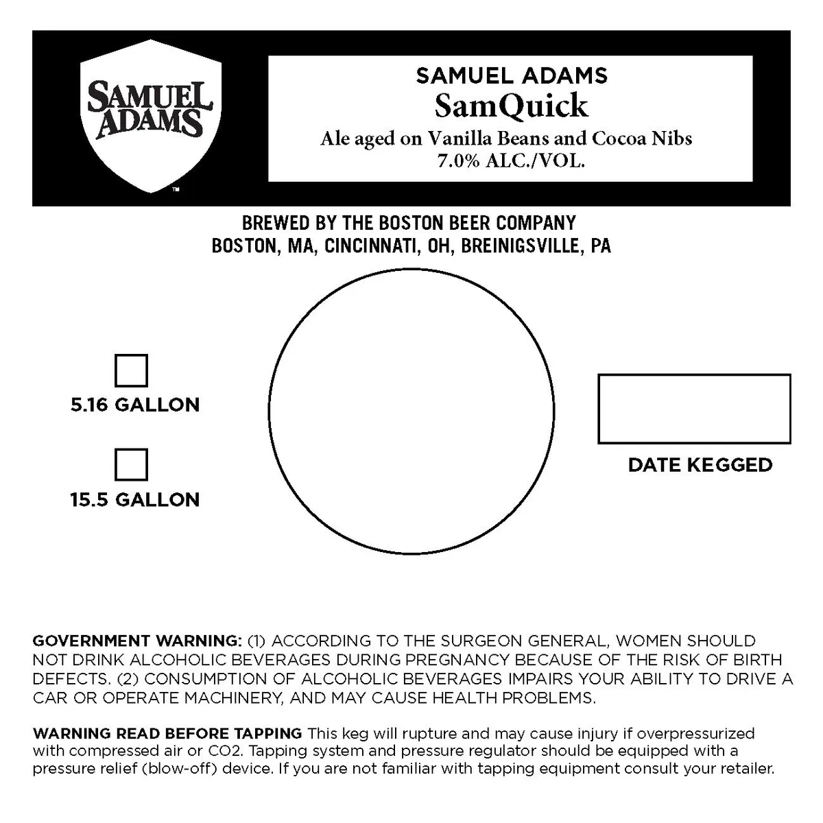 SamQuick — full label as filed with TTB