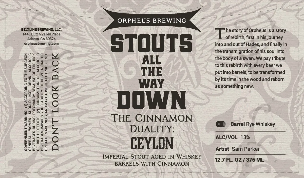 Stouts All the Way Down The Cinnamon Duality: Ceylon — full label as filed with TTB
