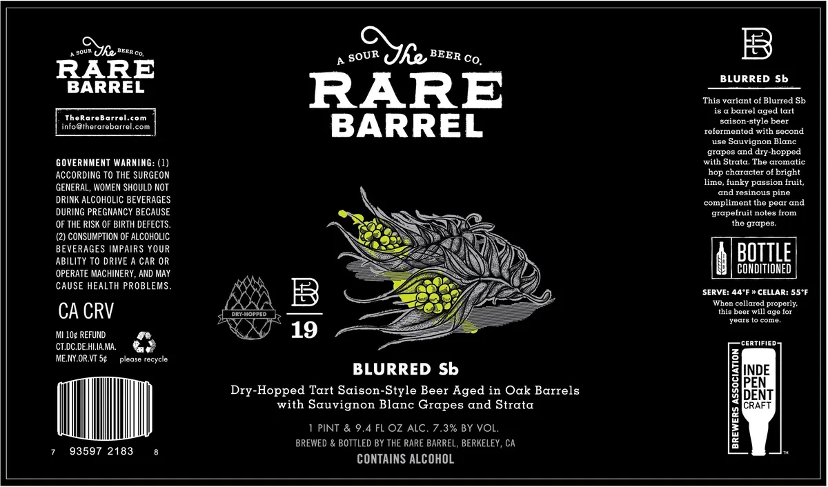 Blurred Sb label art — THE RARE BARREL