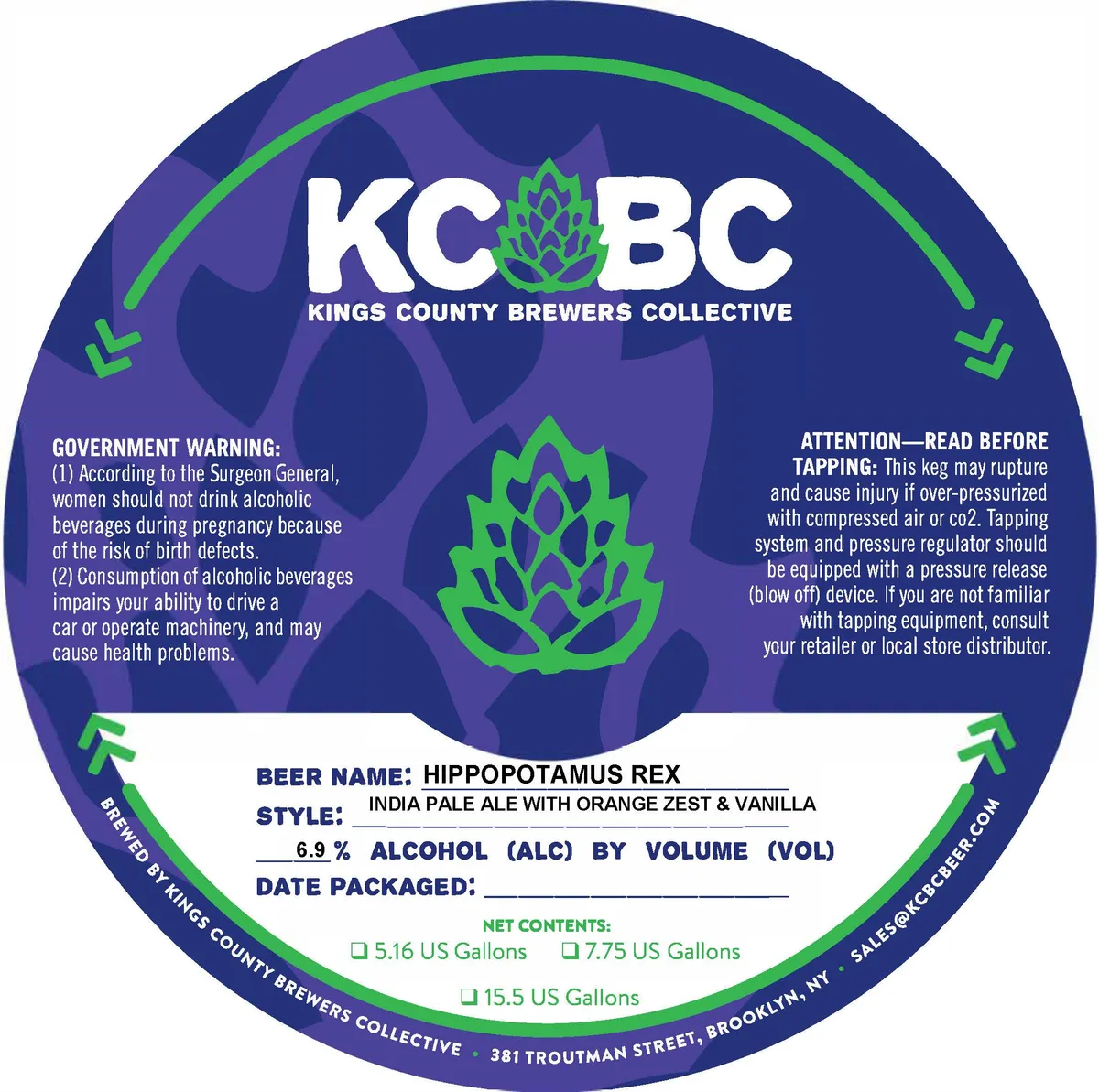 Hippopotamus Rex — full label as filed with TTB