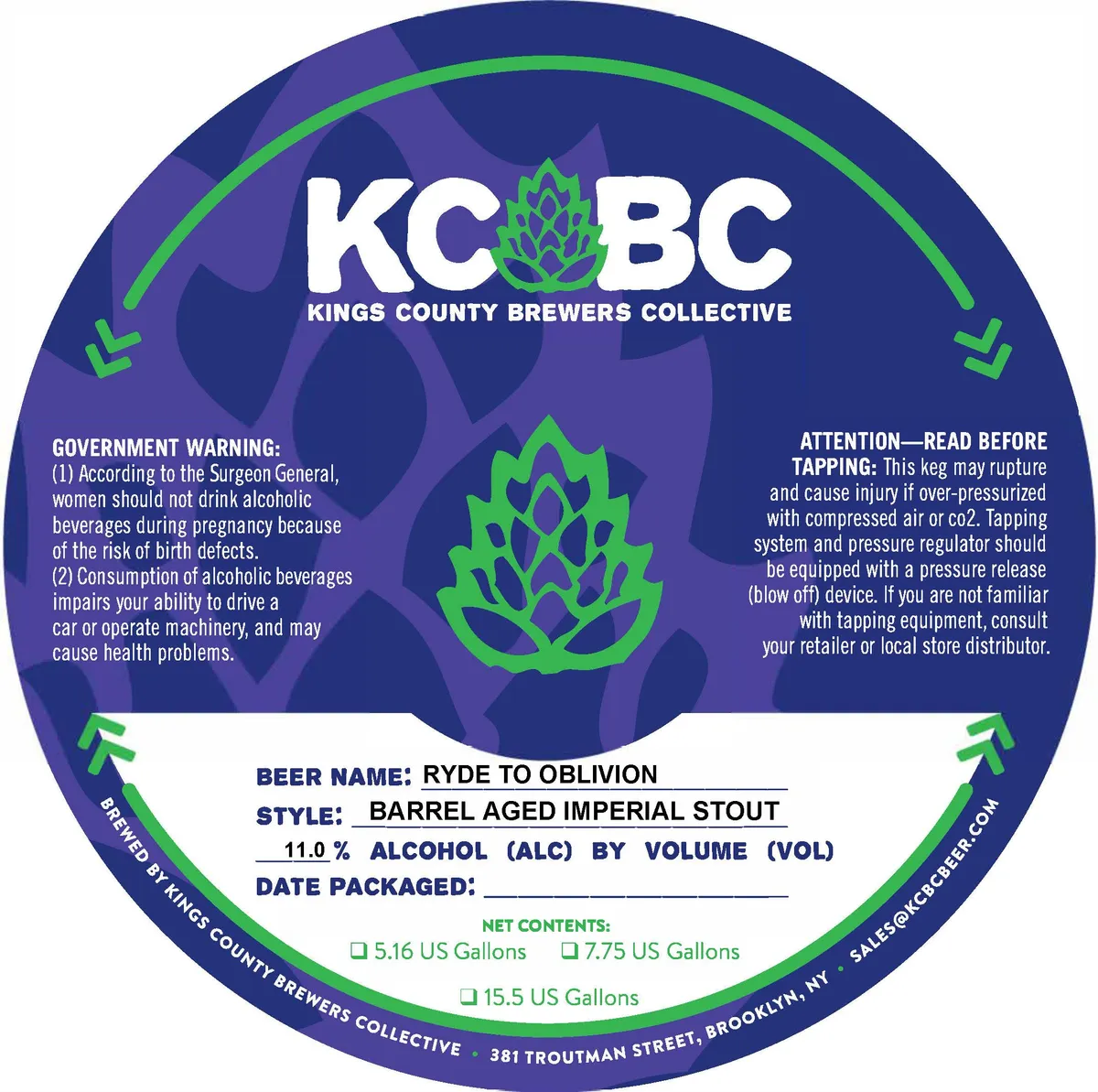 Ryde To Oblivion label art — KINGS COUNTY BREWERS COLLECTIVE