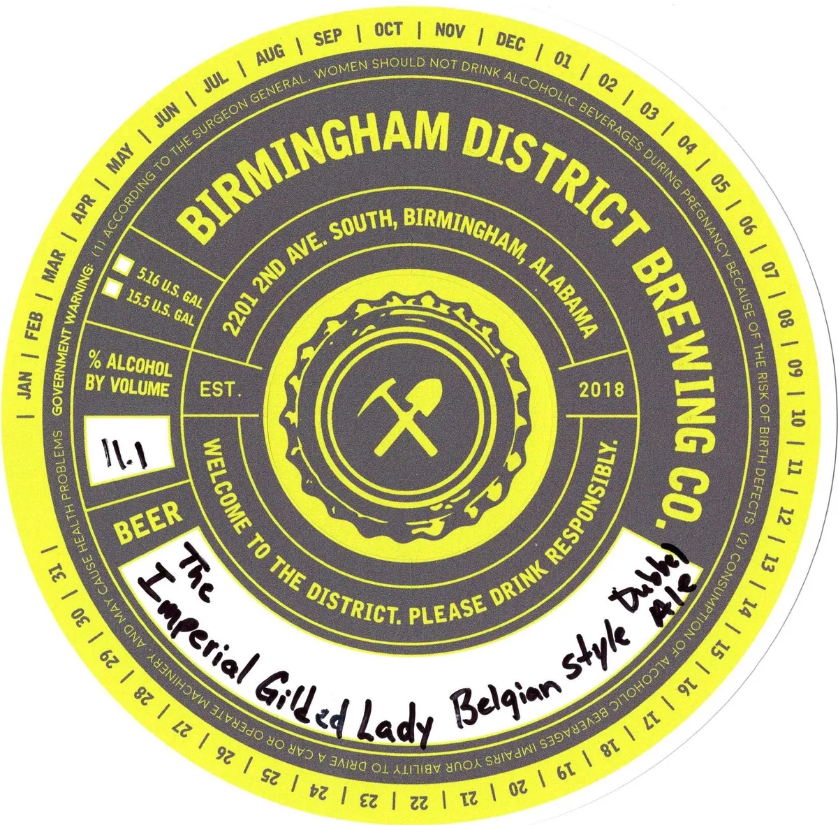The Imperial Gilded Lady — full label as filed with TTB