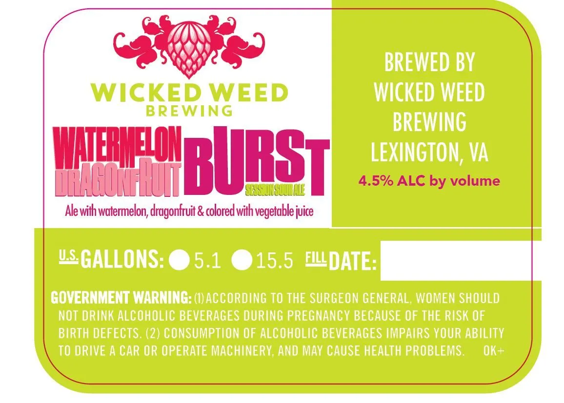 Watermelon Dragonfruit Burst — full label as filed with TTB