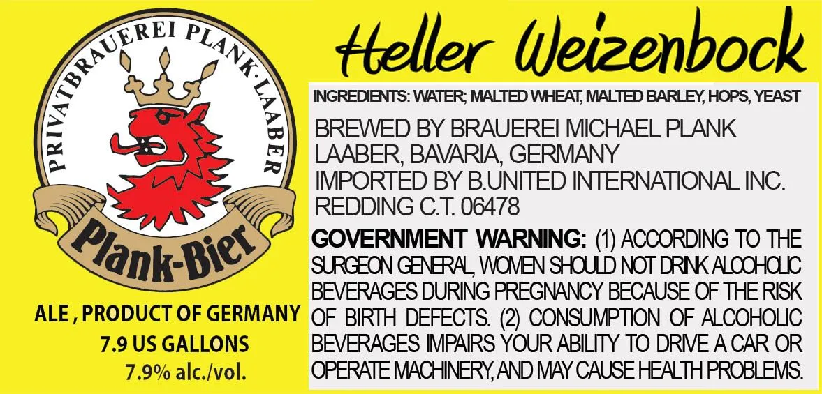 Heller Weizenbock — full label as filed with TTB
