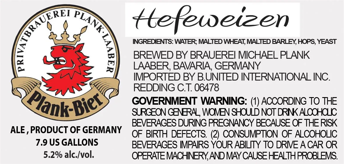Hefeweizen — full label as filed with TTB