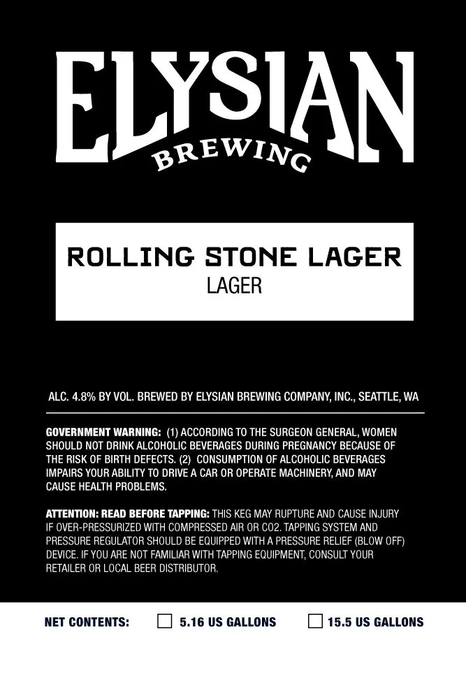 Rolling Stone Lager — full label as filed with TTB