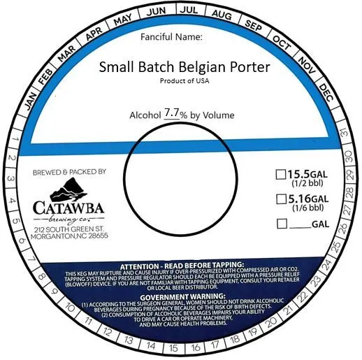 Small Batch Belgian Porter — full label as filed with TTB