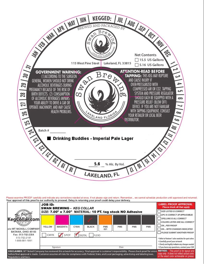 Drinking Buddies Imperial Pale Lager — full label as filed with TTB