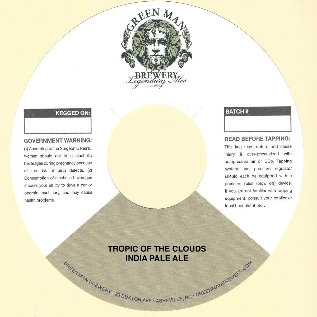 Tropic of the Clouds label art — GREEN MAN