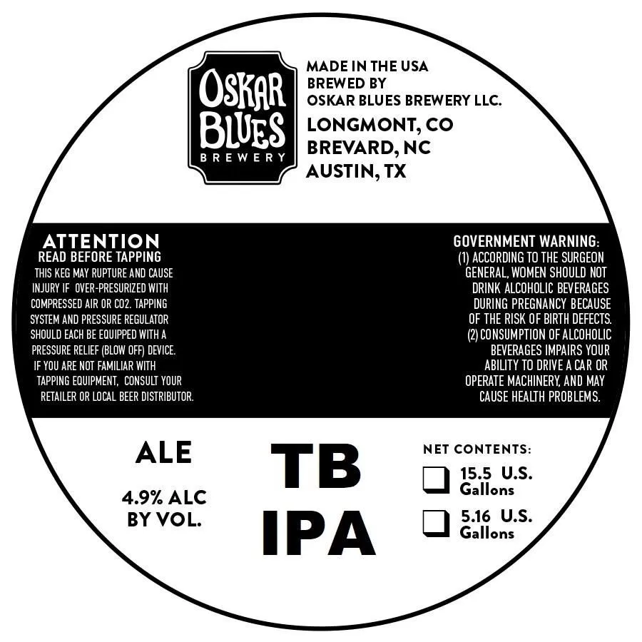 TB IPA — full label as filed with TTB