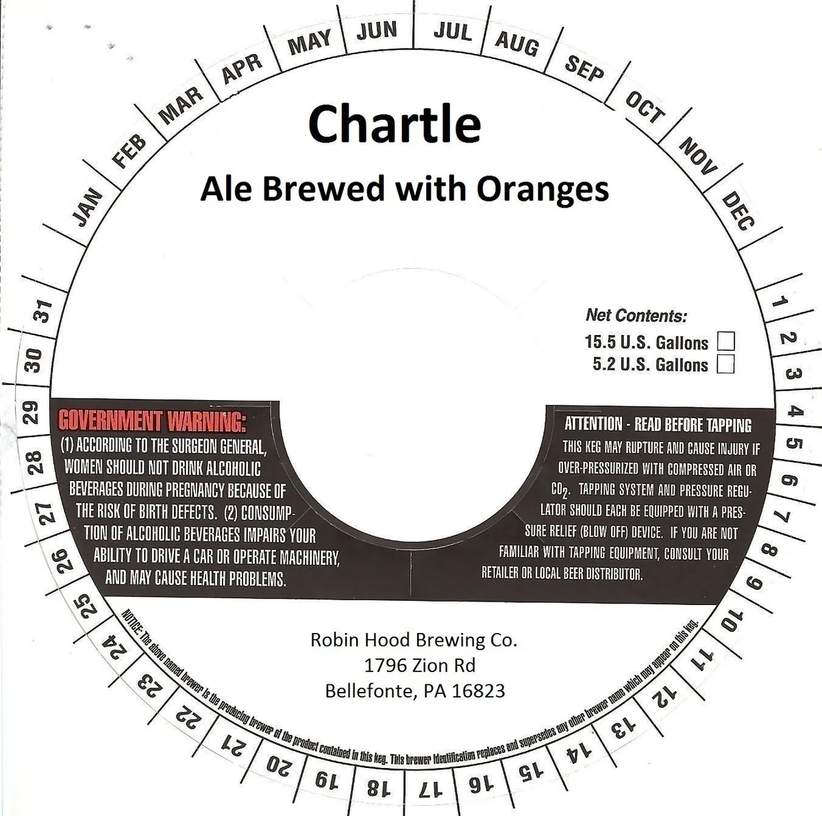 Chartle label art — ROBIN HOOD BREWING CO.