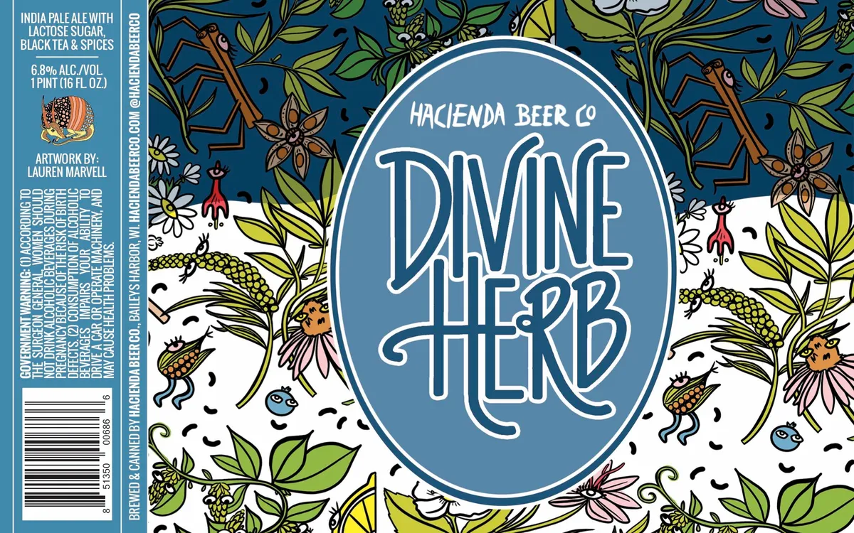 Divine Herb label art — HACIENDA BEER CO.