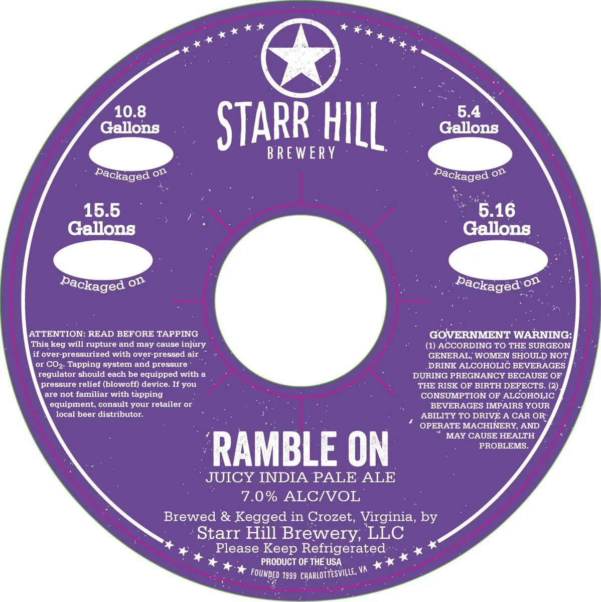 Ramble On — full label as filed with TTB