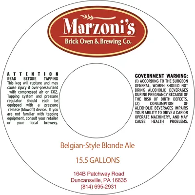 Belgian-Style Blonde Ale label