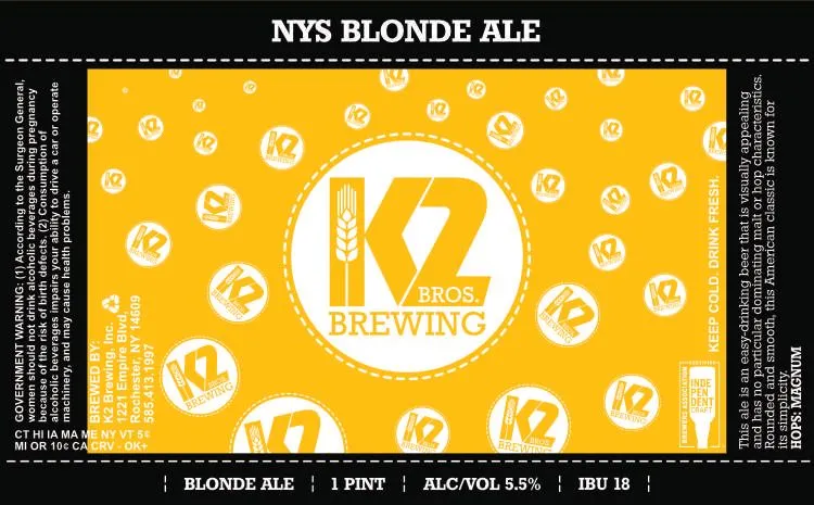 NYS Blonde Ale — full label as filed with TTB