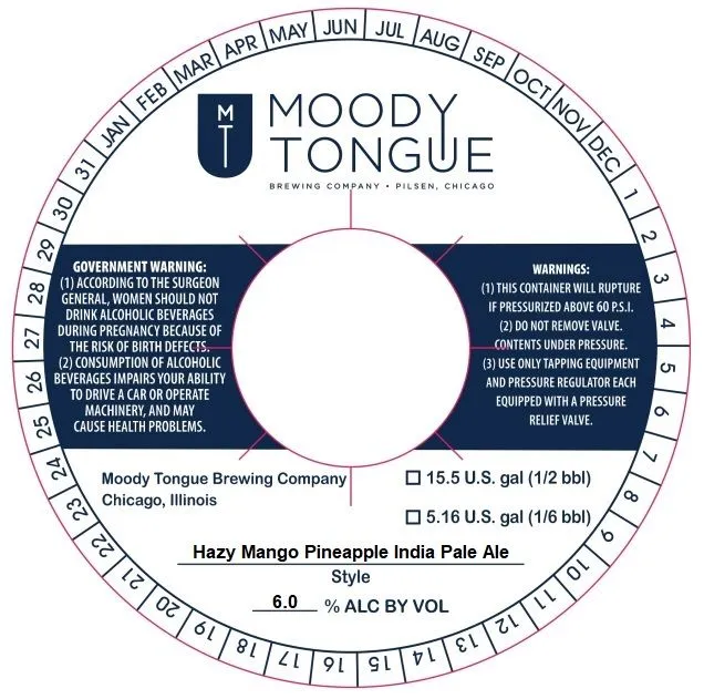 Hazy Mango Pineapple India Pale Ale — full label as filed with TTB