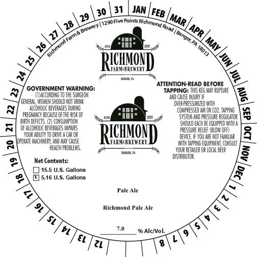 Richmond Pale Ale — full label as filed with TTB