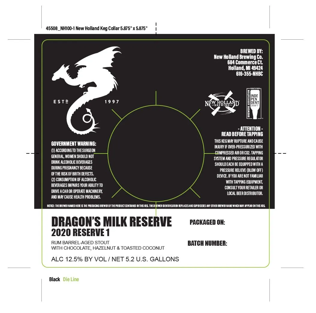 Dragon's Milk Reserve 2020 Reserve 1 — full label as filed with TTB