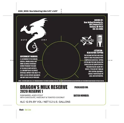 Dragon's Milk Reserve 2020 Reserve 1 label