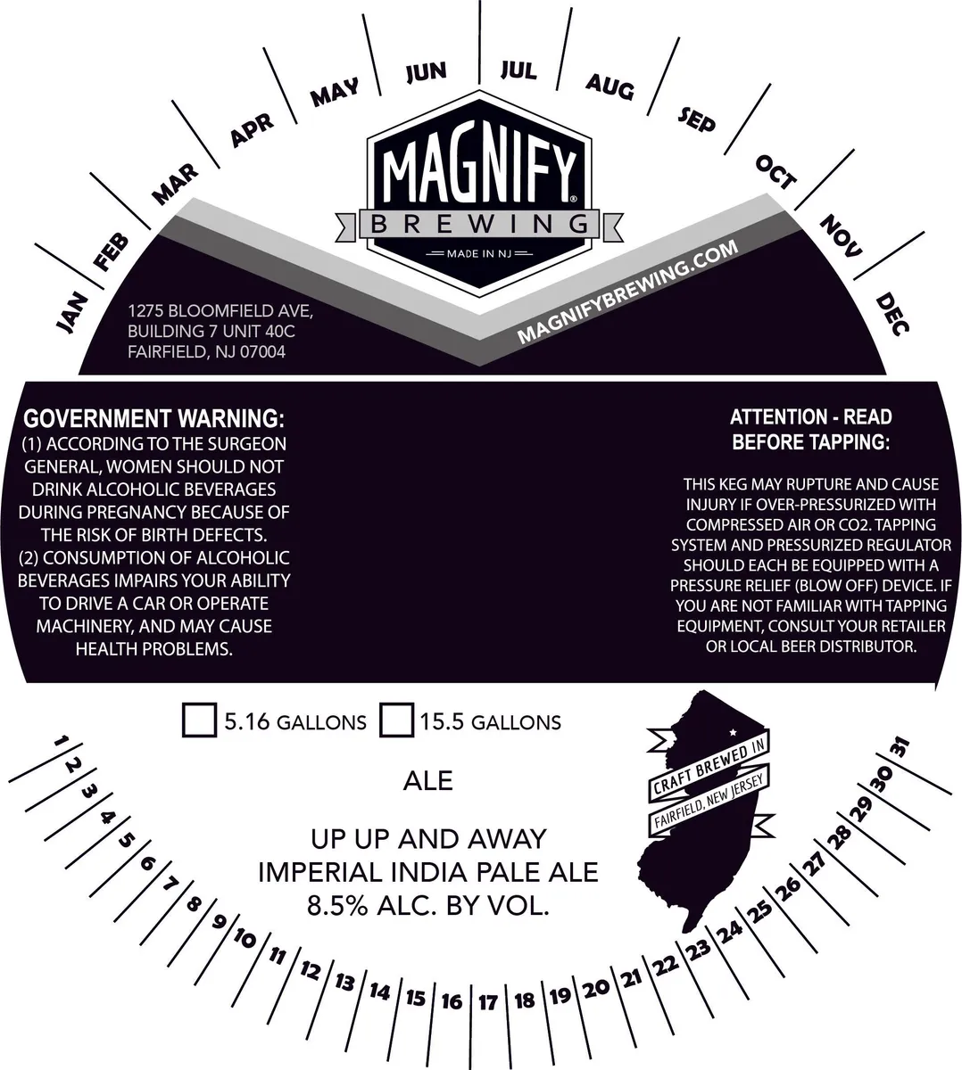 Up Up and Away Imperial India Pale Ale label art — MAGNIFY BREWING